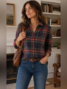 J. crew Navy Red Plaid Shirt